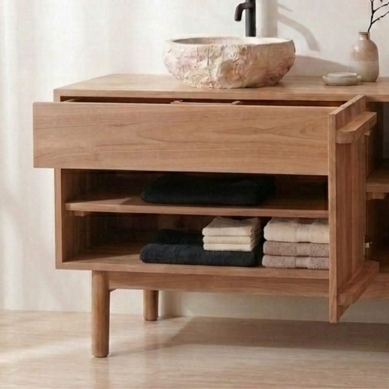 Meuble salle de bain teck massif GARIS 160cm