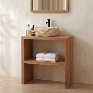 Meuble salle de bain teck massif GARIS 60cm design