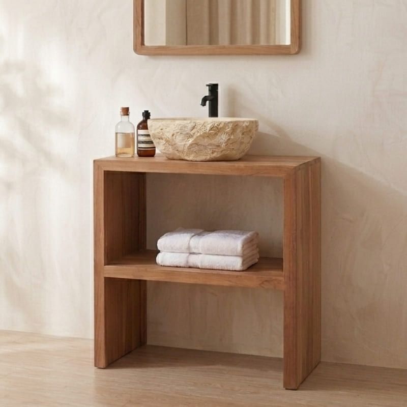 Meuble salle de bain teck massif GARIS 60cm design