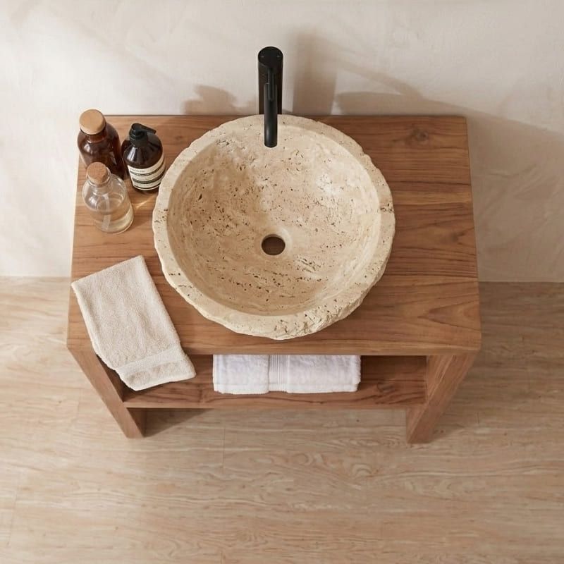 Meuble salle de bain teck massif GARIS 60cm design