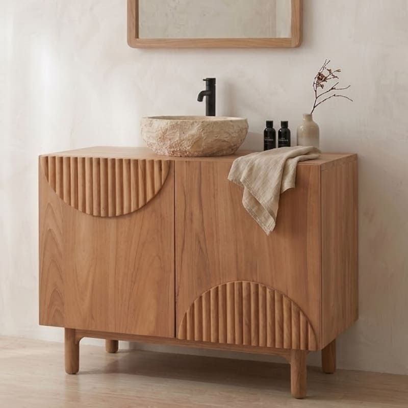 Meuble salle de bain teck massif GARIS 75cm