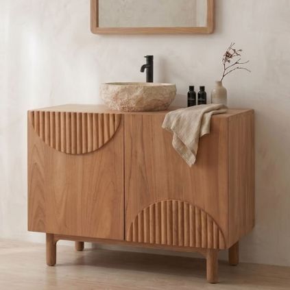 Meuble salle de bain teck massif GARIS 75cm