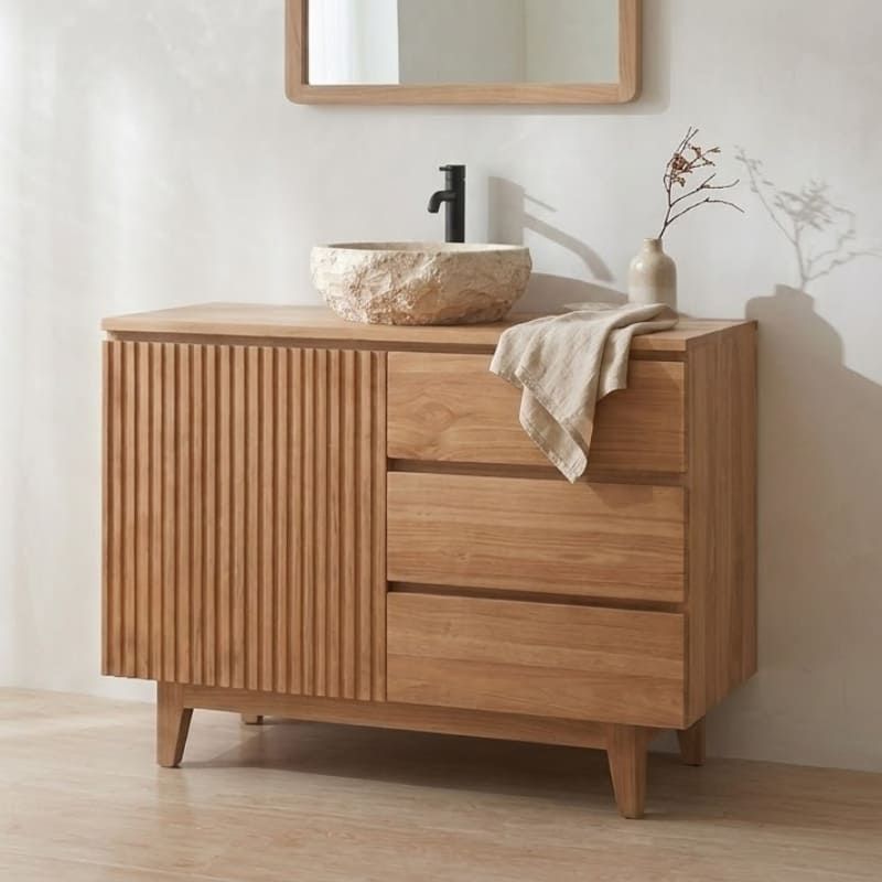 Meuble salle de bain teck massif GARIS 80cm