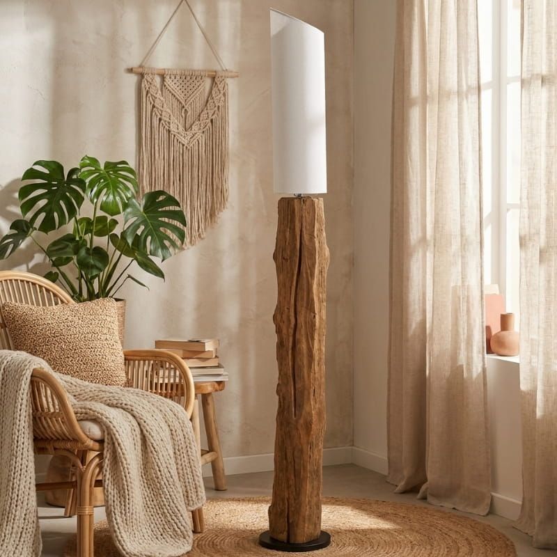 Lampadaire teck cylindrique RUSTIC h150cm