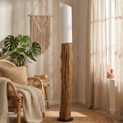 Lampadaire teck cylindrique RUSTIC h150cm