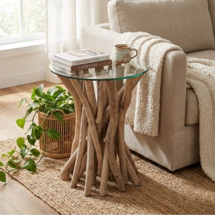 Bout de canapé branches teck BRANCHE Ø35cm