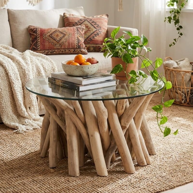 Table basse branches de teck flotté BRANCHE Ø80cm