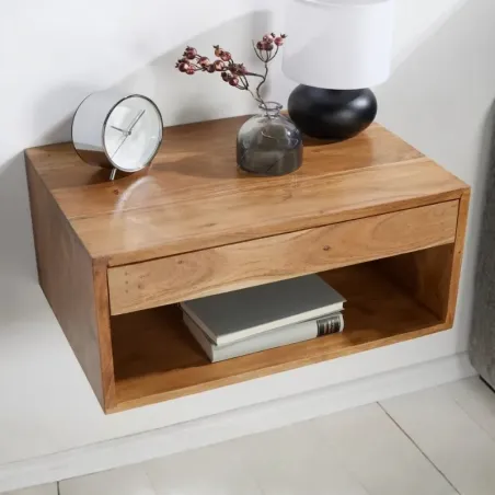 Table de chevet suspendue acacia massif CANOPIA 50cm