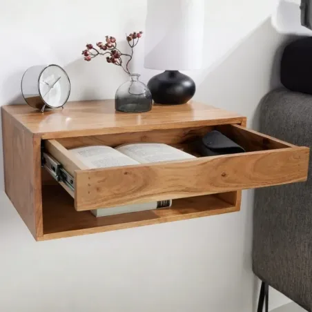 Table de chevet suspendue acacia massif CANOPIA 50cm