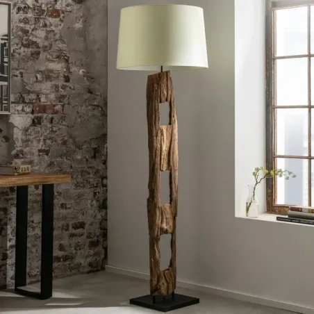 Lampadaire bois recyclé massif CARGO h177cm