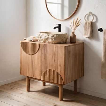 Meuble salle de bain teck massif GARIS 75cm