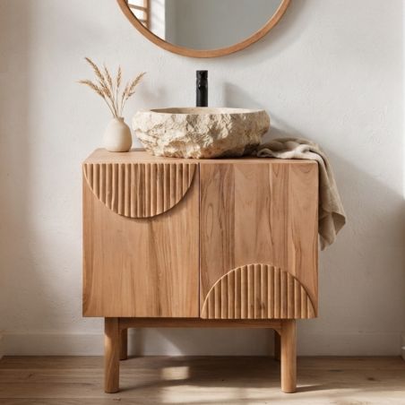 Meuble salle de bain teck massif GARIS 75cm