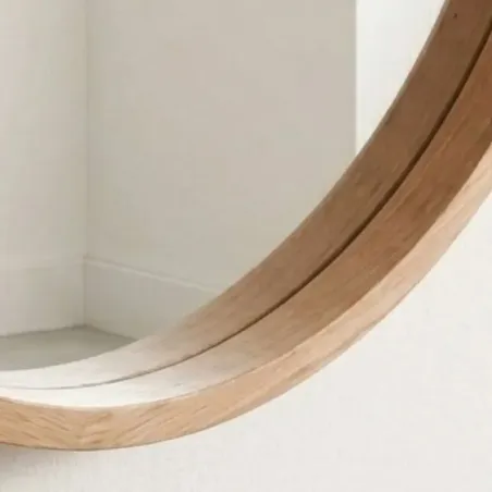Miroir rond bois salle de bain en teck massif MANDI 60cm