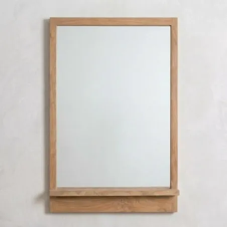 Miroir salle de bain teck MANDI 60cm avec tablette