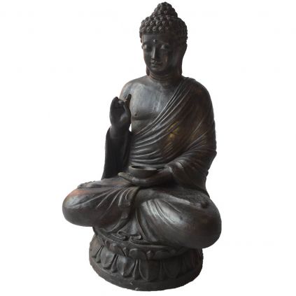 Statue GRC bouddha lotus noir BUDDHA h120cm