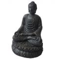 Statue bouddha lotus h55cm BUDDHA GRC noir mat