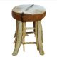 Tabouret atypique bois et peau BRANCHE Ø35cm