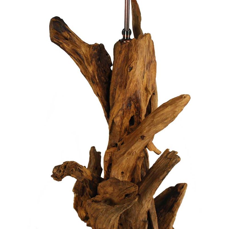 Lampe De Table En Bois Flotté Naturel - Racine De Teck - Hauteur 40 Cm - Artisanale