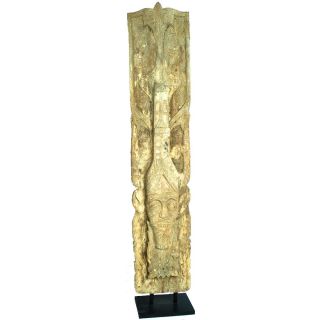 Décoration bois blanchi sculpté TRIBAL h185cm