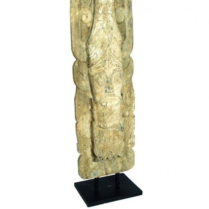 Décoration ethnique bois blanchi sculpté TRIBAL h185cm