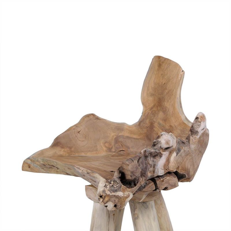 Chaise de bar originale RACINE TECK 70cm 4 pieds