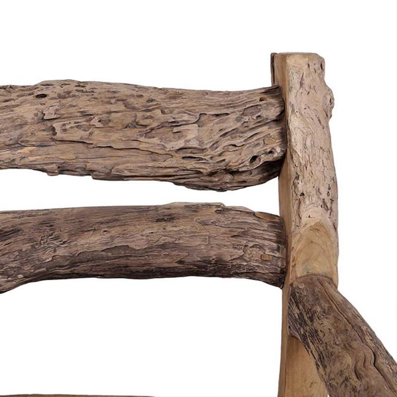 Fauteuil jardin teck recyclé RUSTIC 86cm