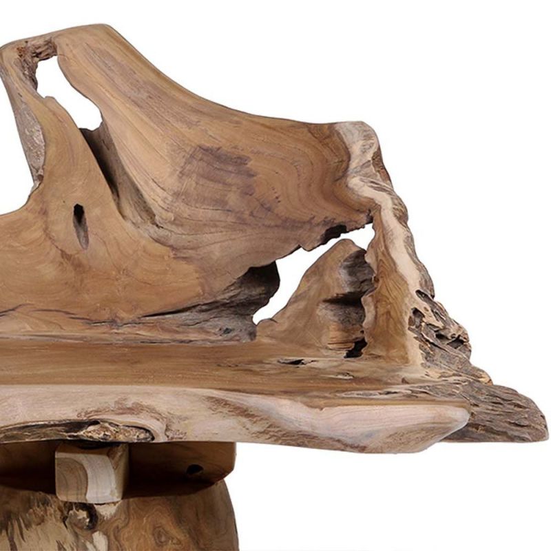 Fauteuil naturel bois massif RACINE TECK 70cm