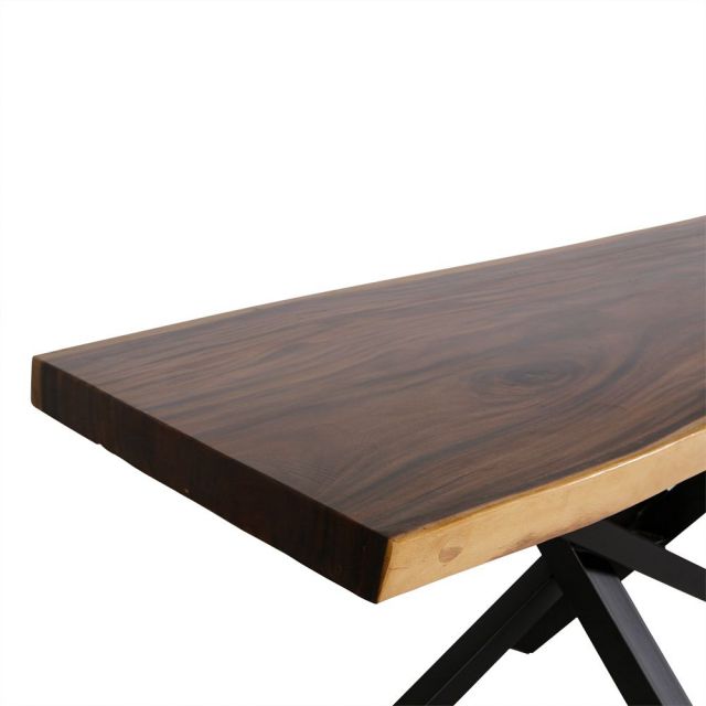 Table ovale en bois massif pour 8 couverts collection mitchel en bois exotique de manguier brun