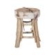 Tabouret original bois et peau BRANCHE Ø36cm