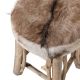 Tabouret peau chevre et bois BRANCHE Ø36cm