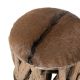Tabouret peau et bois BRANCHE Ø37cm