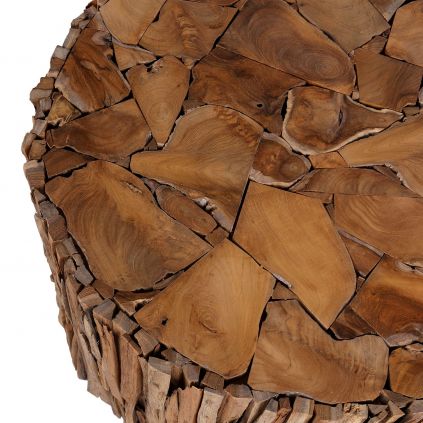 Table basse teck mosaique RUSTIC Ø60cm ronde