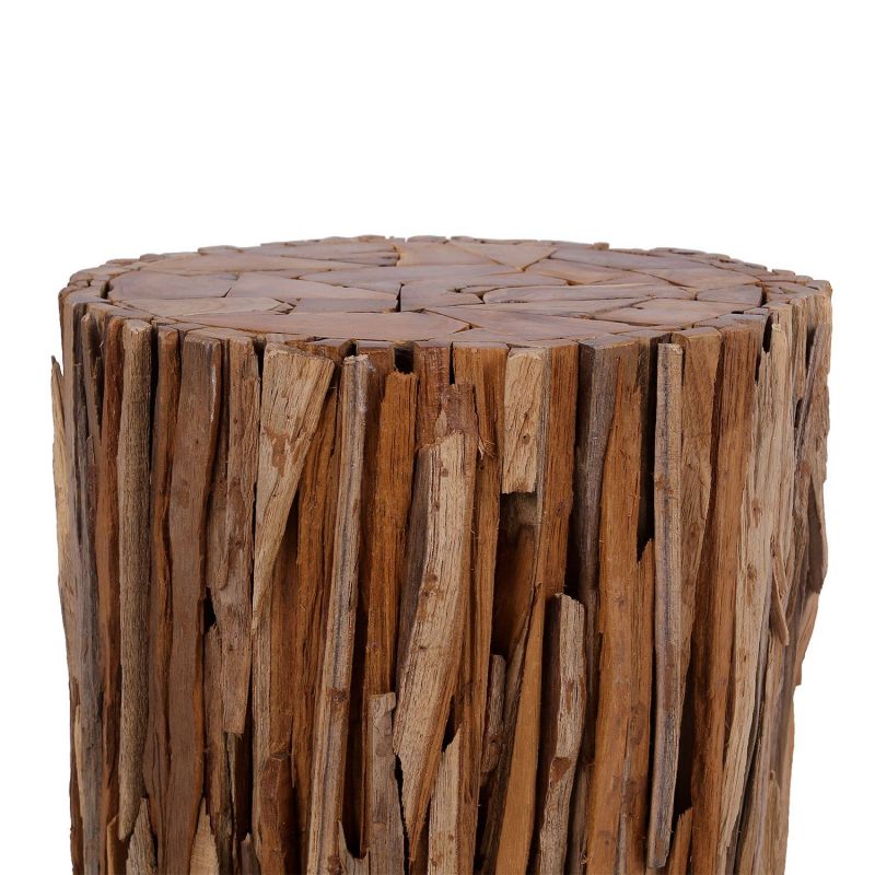 table appoint teck recyclé RUSTIC Ø 35cm env