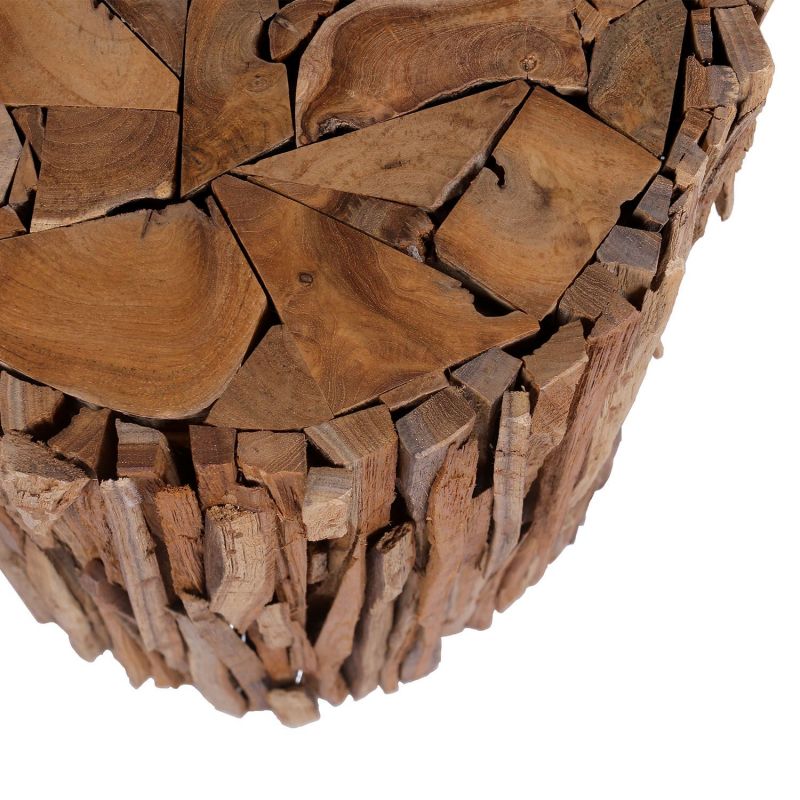 Tabouret teck mosaique RUSTIC Ø 35cm env