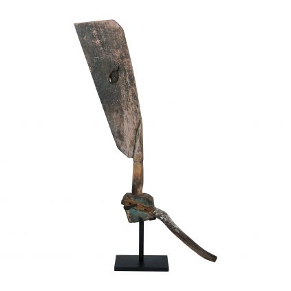 Ancien gouvernail bateau teck TRIBAL h150cm
