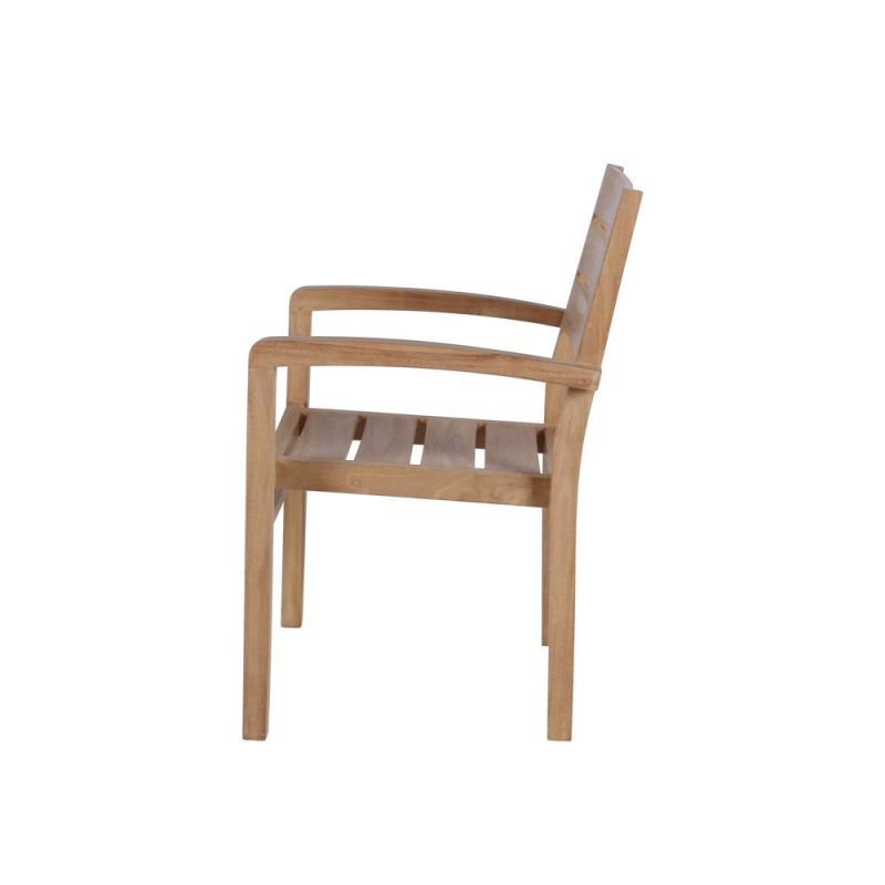 Fauteuil jardin teck design JATI 62cm empilable