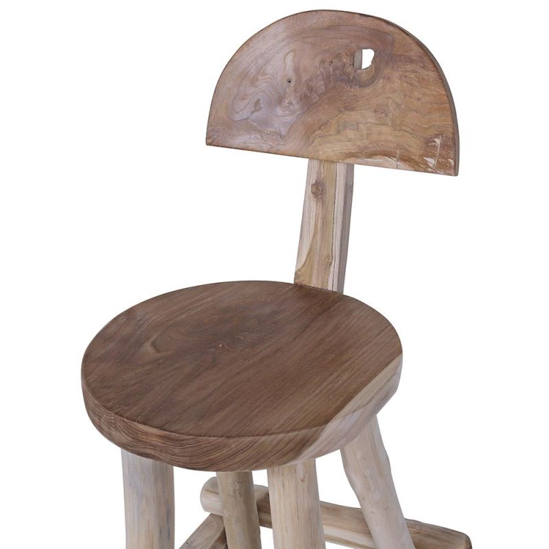 Chaise de bar jardin racine de teck RACINE  d40cm