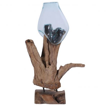 Décoration racine teck et verre RACINE h80cm