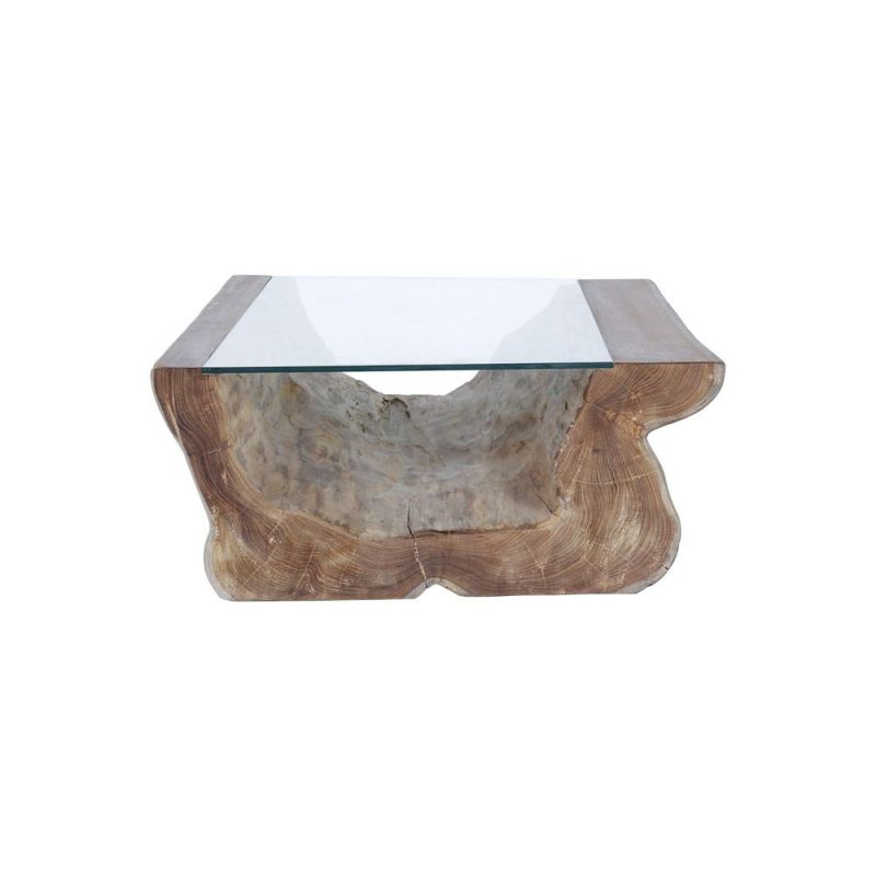 Table basse tronc teck RUSTIC 80cm n12