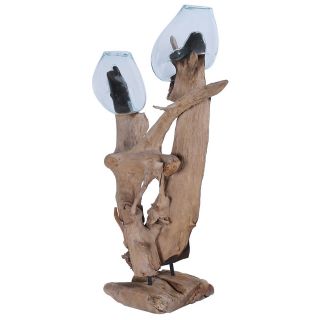 Décoration racine de teck et verre RACINE  h100cm