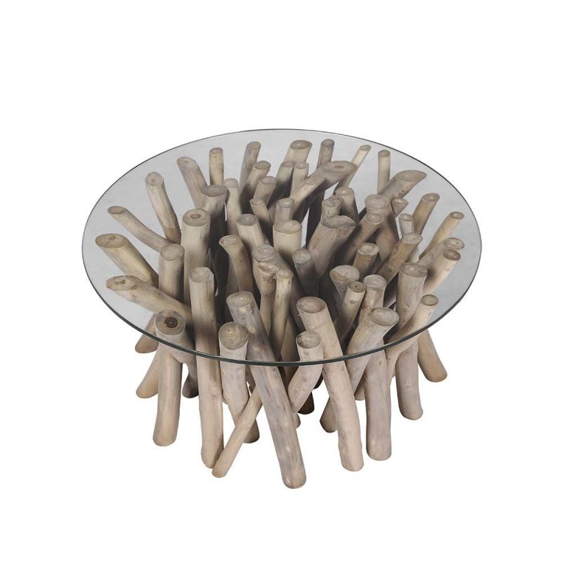 Table basse teck BRANCHE Ø80cm