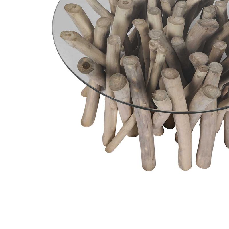 Table basse ronde teck BRANCHE Ø80cm