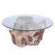 Table basse originale teck Ø100cm RACINE avec verre n251
