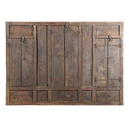 Grand Paravent Indien Sculpté 3 Panneaux - Bois Massif Sheesham, Motifs Animaux, Gris