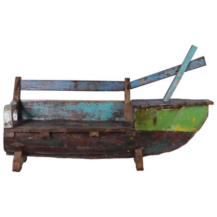 Banc pirogue bois recyclé BOATWOOD 216cm