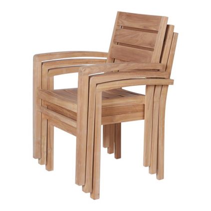 Fauteuil jardin teck massif JATI 62cm empilable