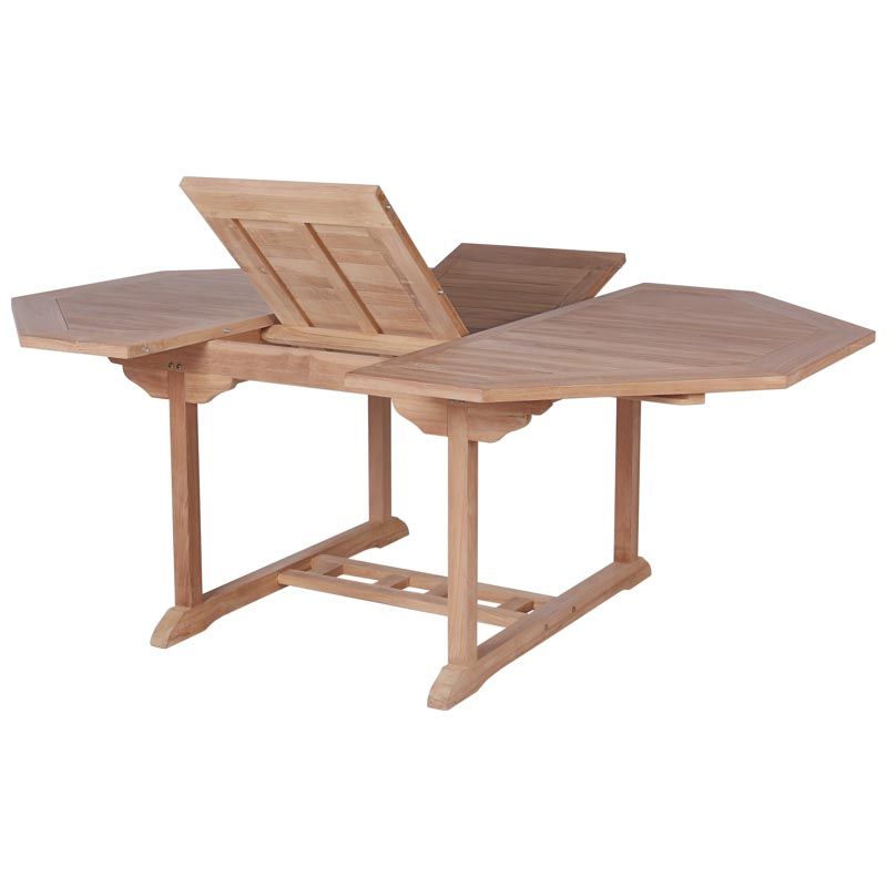 ENSEMBLE TABLE DE JARDIN OCTOGONALE EN TECK + 4 CHAISES - Jardin