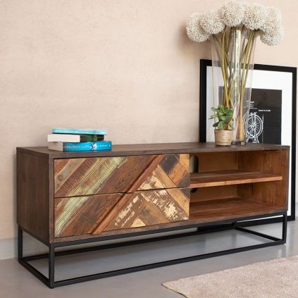 Meuble TV industriel bois coloré KOTA 127cm