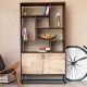 Bibliothèque ethnique bois recyclé ORIENT 117cm 2 portes