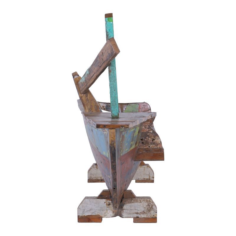 Banc pirogue bois ancien BOATWOOD 216cm